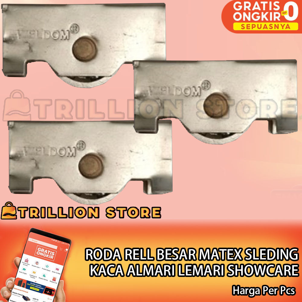 Roller Etalase Roda Showcase Geser Lemari Aluminum Alminium Aluminium SNI Besi Dorong Ril Seleding R
