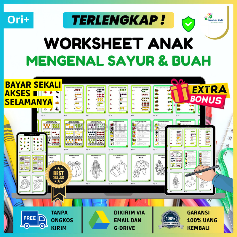 WORKSHEET BUAH SAYUR Buku Edukasi Worksheet Anak Lembar Ebook Ebooks E Book Books Edukasi Aktivitas 