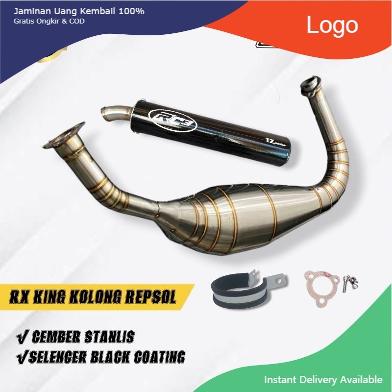 KNALPOT RX KING KOLONG REPSOL STAINLESS SILENCER BLACK COATING RC3