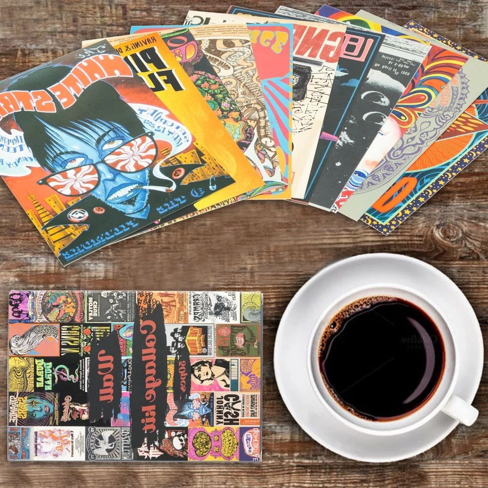 50Pcs Wall Poster Vintage Rock Collage Card Set Western Retro Rock Cardboard  Collage Art Print Home