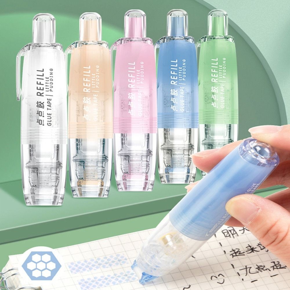 

360 Degree Rotation Tip Double Sided Adhesive DIY Scrapbooking Replaceable Core Roller Glue Tape Pen Shape Press Type