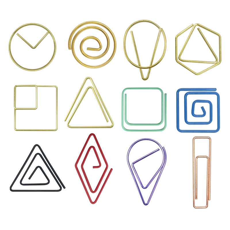 

The beauty of Geometry Shaped Pin Spot Creative Triangle Paper Clip Color Round Paper Clips Rectangular Paperclips Wholesale