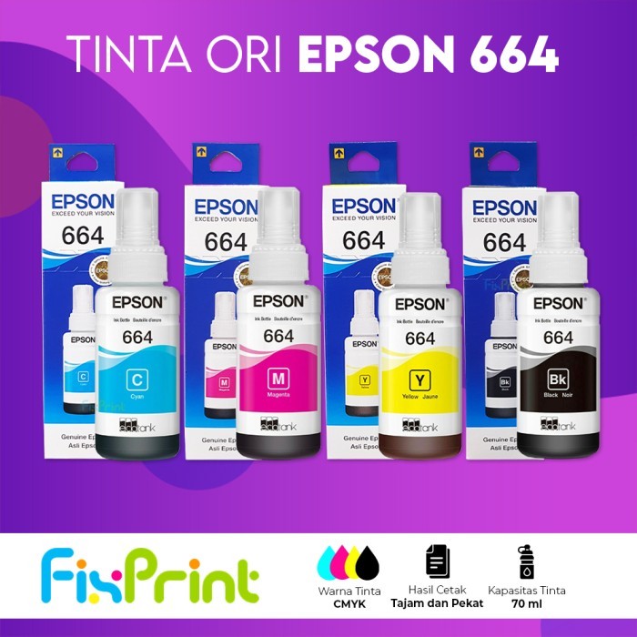TINTA 664 T664 REFILL PRINTER EPSON BLACK COLOR L120 L350 L565 l121