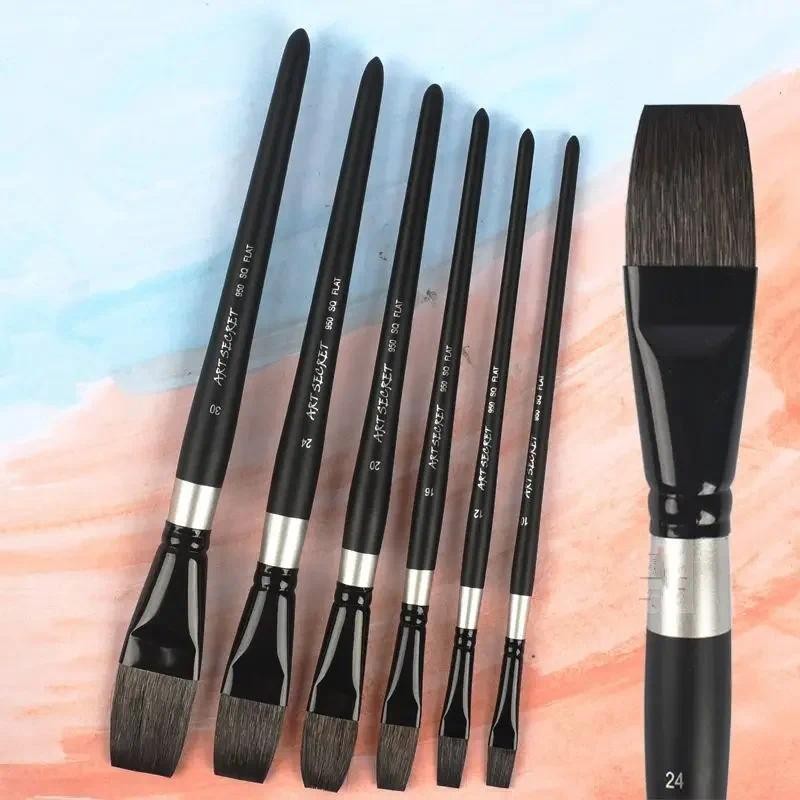 

Flat Squirrel Hair Watercolor Paint Brushes Professional Painting Brush For Watercolor Gouache Acrylic Painting Art Supplies