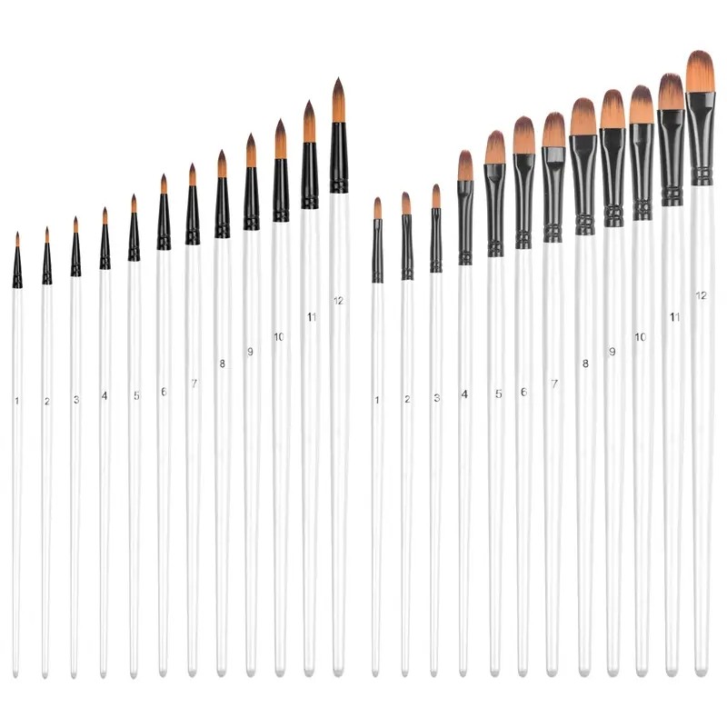 

Acrylic Paint Brushes Set, 12pcs Professional Artist Paintbrushes for Acrylic Watercolor Oil Painting, Face Body Nail Art, Craft