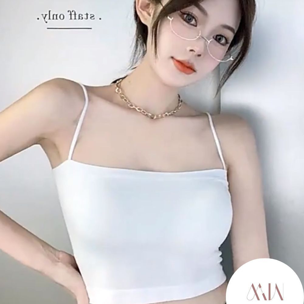 GK TANKTOP BRA WITH CUP TANK TOP WANITA BASIC SQUARE  SPAGETTI CROP