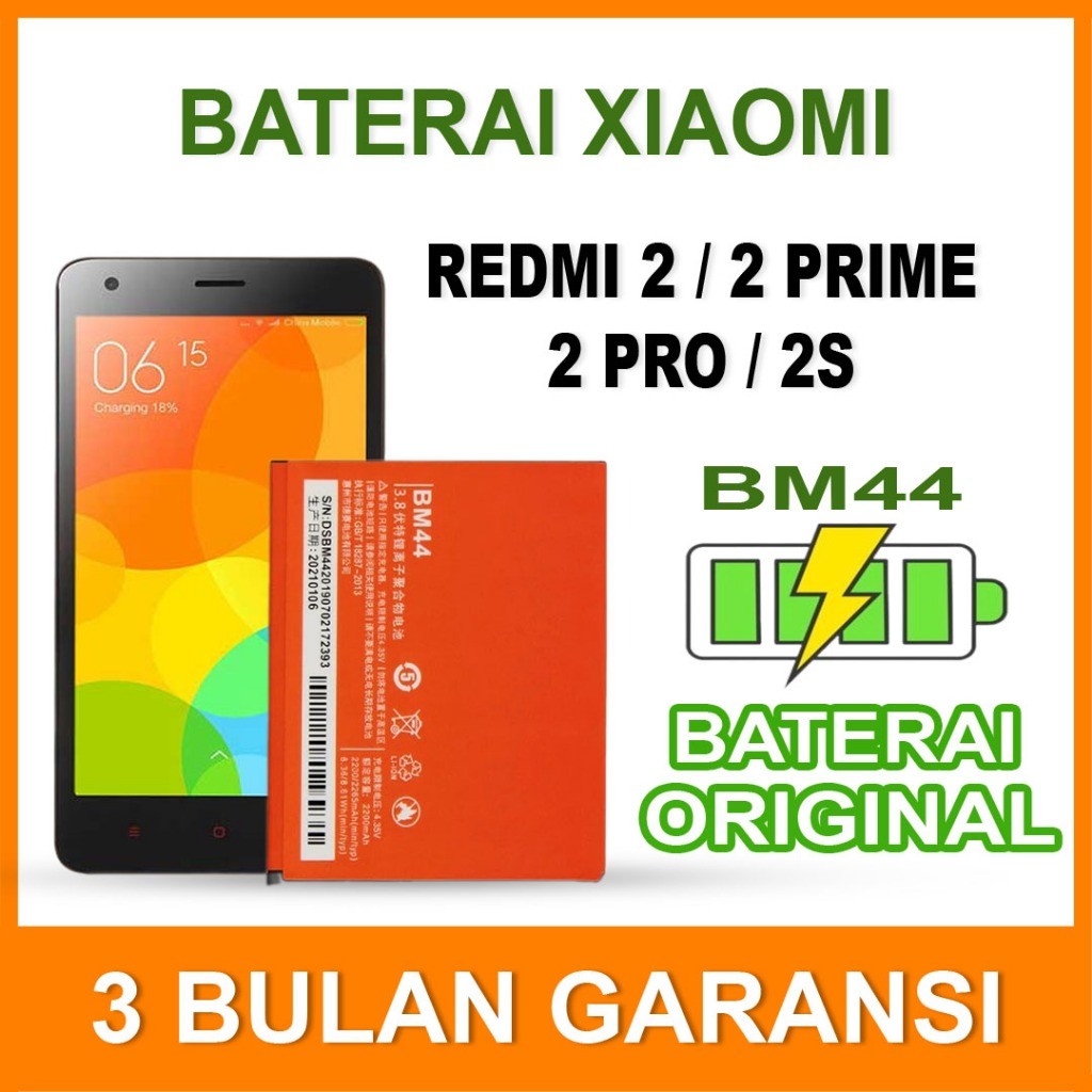 BATERAI XIAOMI REDMI 2 / REDMI 2s / REDMI 2 Pro bm44 BATTERY BATRAI BATRE HP XIAO MI XIAMI BM44 ORIG