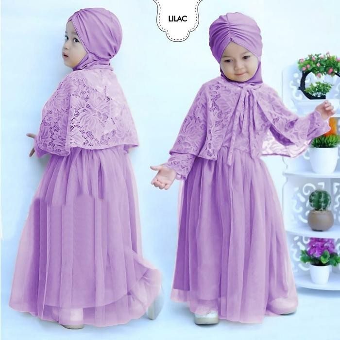 "HST.H" - Gamis Dress Brukat Anak (Tanpa Jilbab) Umur 2-5 Tahun Baju Gamis Anak Perempuan Muslimah G