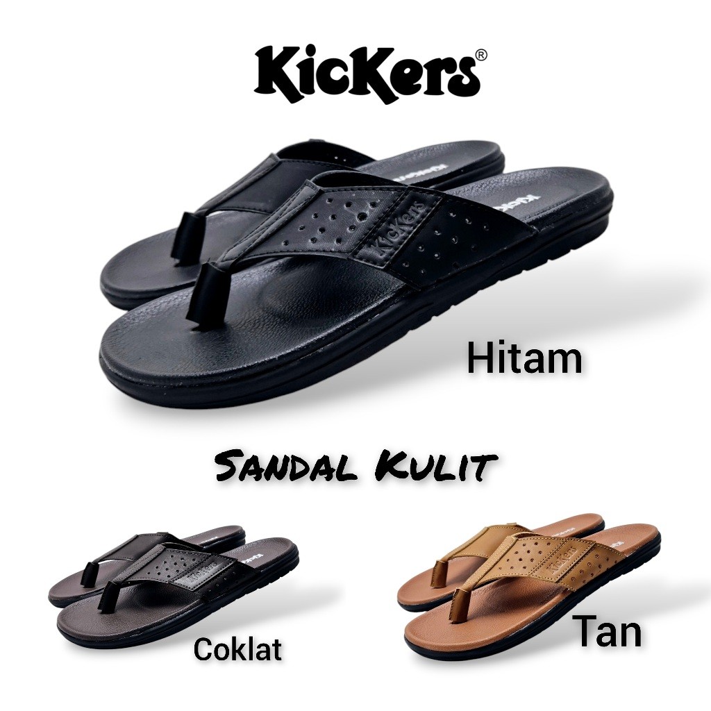 Sandal Kickers Pria Kulit Asli Model Jepit / Sandal Pria Kulit / Sandal Kulit / Sendal Pria / Sendal