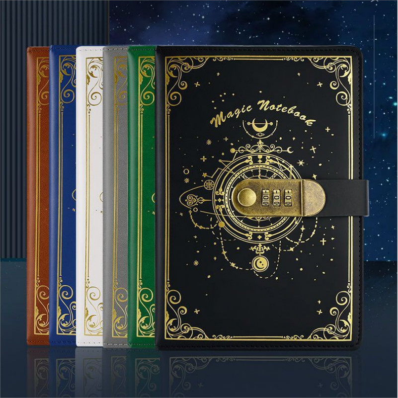 

A5 Magic Notebook 200 Pages Vintage Code Book with Lock Diary Thick Durable Stationery Student Office Gifts School Supplies
