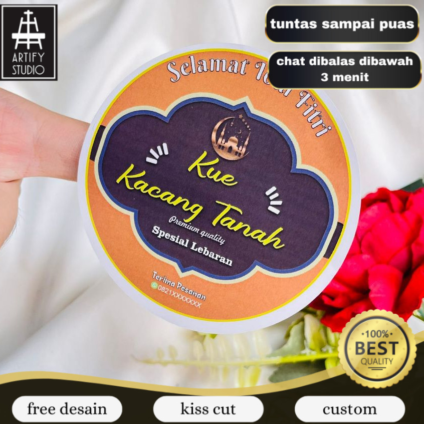 

Artify 2-4 Print Sticker Kecil Bulat Cookies Idul Fitri Stiker Chromo Kue Kering Lebaran Custom
