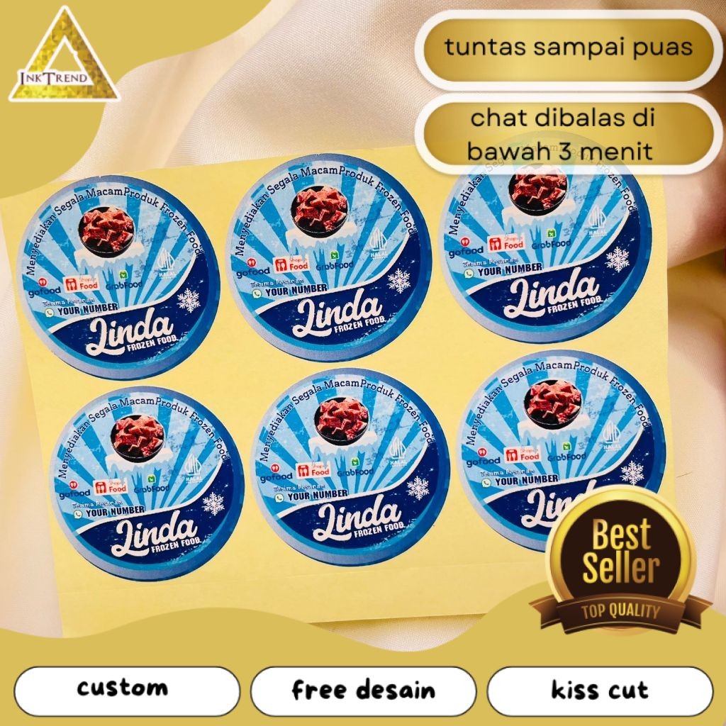 

INKA 9-15 Sticker Cetak Label Frozen Food Makanan Beku Bulat Chromo Stiker Custom Nama Brand