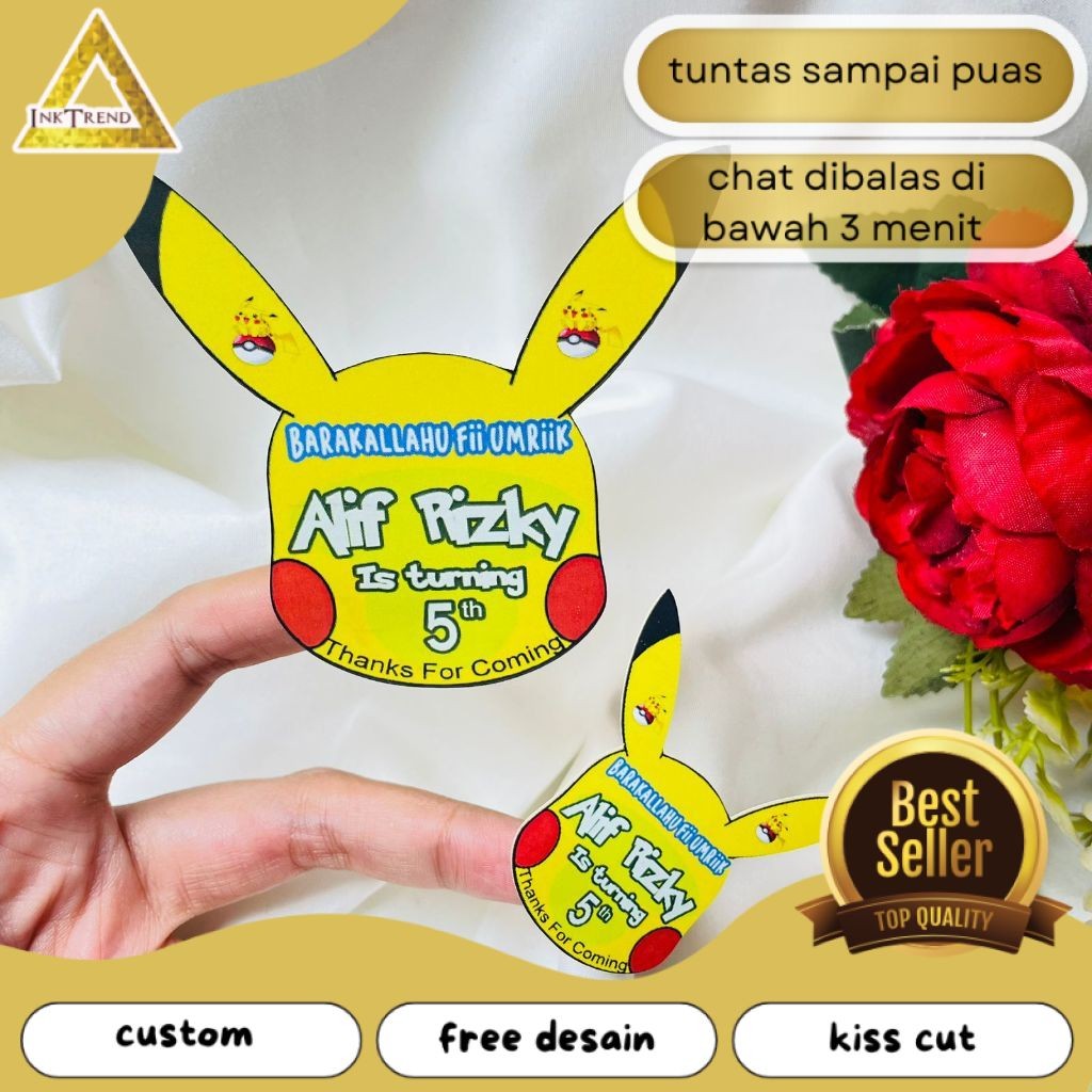 

INKA Sticker Karakter Ulang Tahun Taun Anak Stiker Label Hampers Ultah Bentuk Custom Uk.Besar