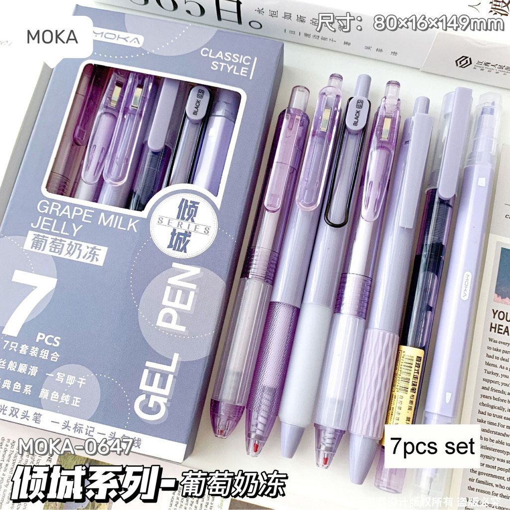 

7pcs Kawaii Pens Quick-Drying Ink Japanese Stationery Pen Set Aesthetic Stationery School Supplies Ballpoint Pen Back To School