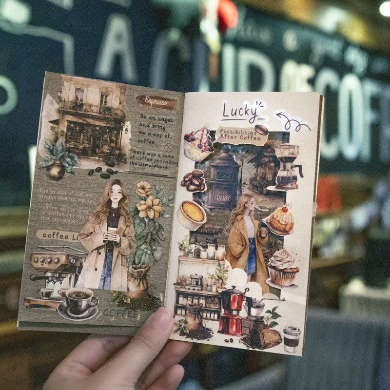 

20pcs/1lot Kawaii Stationery Stickers Coffee Meets Bookstore Junk Journaling Decorative Scrapbooking for stickers Scrapbook