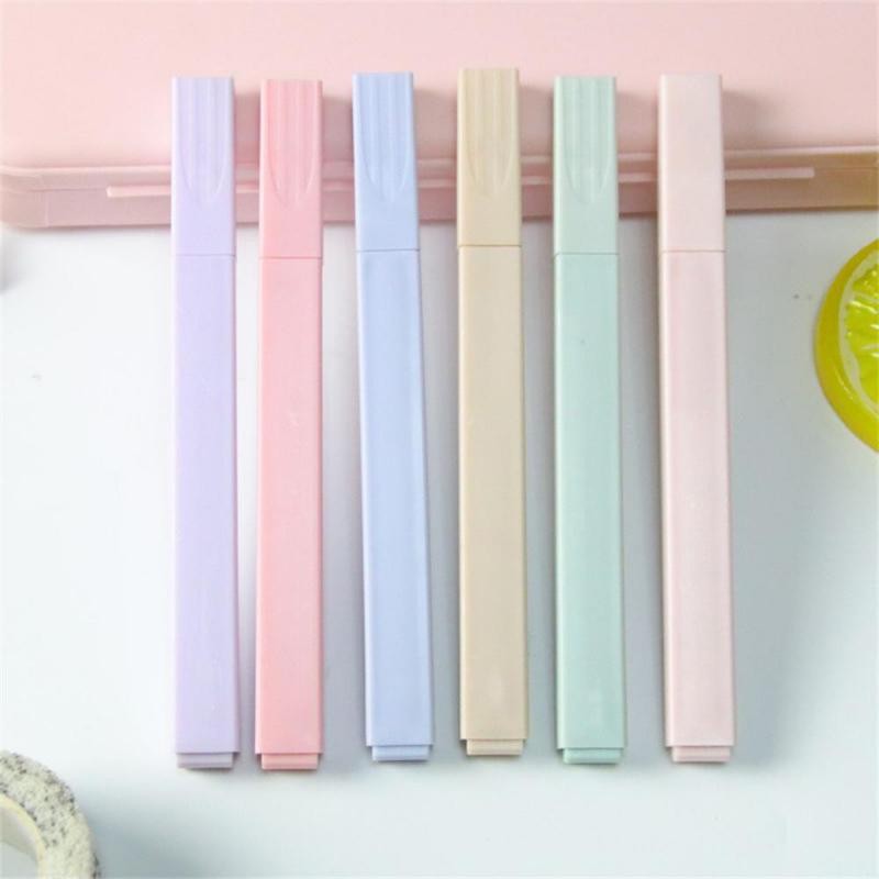 

6/12Pcs Pastel Color Highlighter Pen Double tip Marker Pens Fluorescent Pen Drawing Highlighters Cute Stationery School Supplies