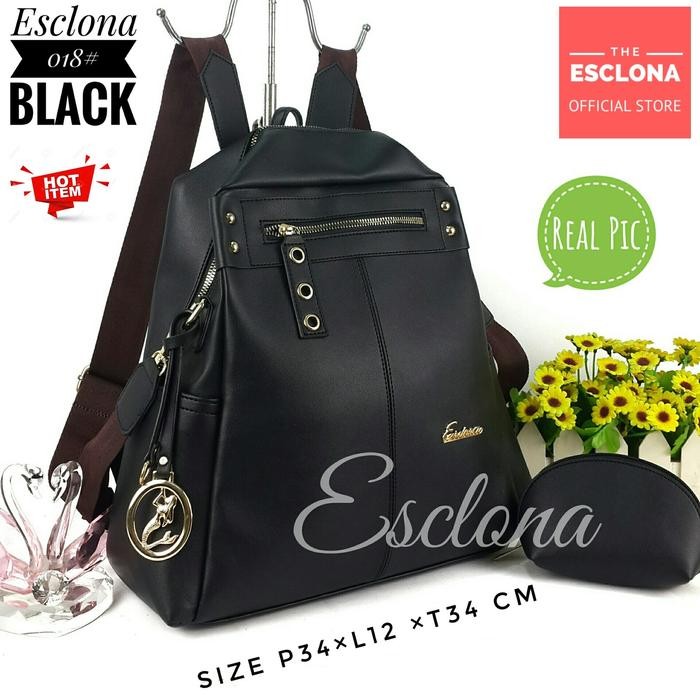 Esclona Tas Wanita Ransel Original E018 Tas Punggung Laptop Tas Kantor Gendong Kantor Kerja Kuliah B