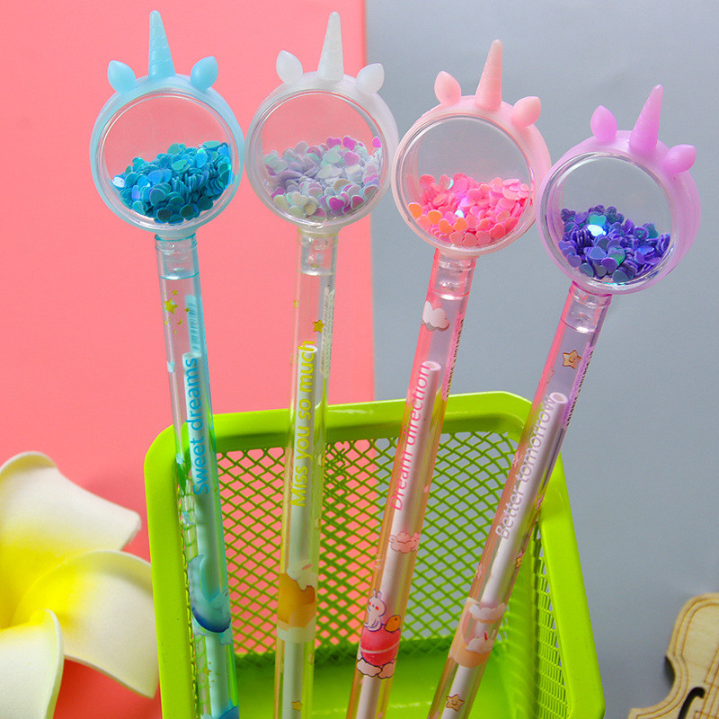 

4 Pcs Stationery Kawaii Gel Pen Creative Unicorn Glitter Recreation Cute Gel Pen