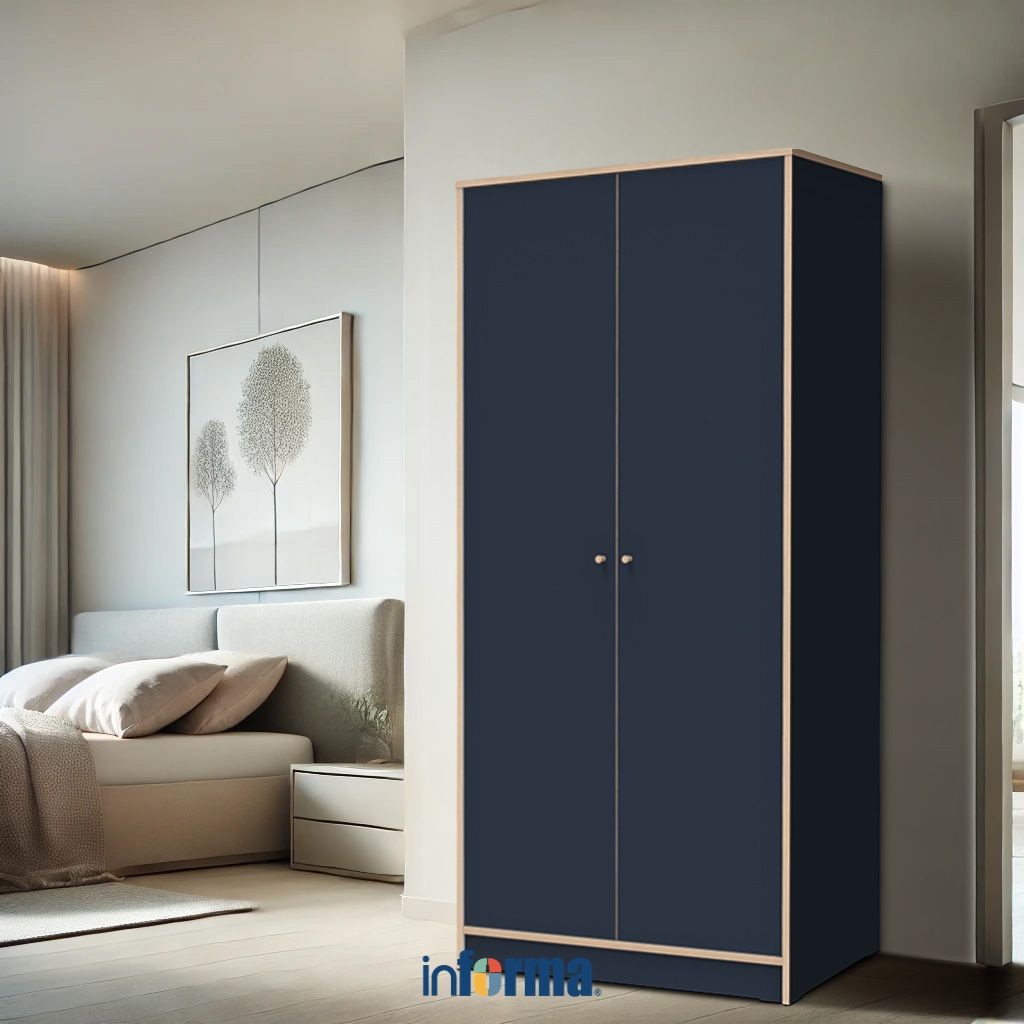 Informa Riyo Lemari Pakaian Anak 2 Pintu - Biru Navy Wardrobe Storage Kabinet Tempat Simpan Baju Lem