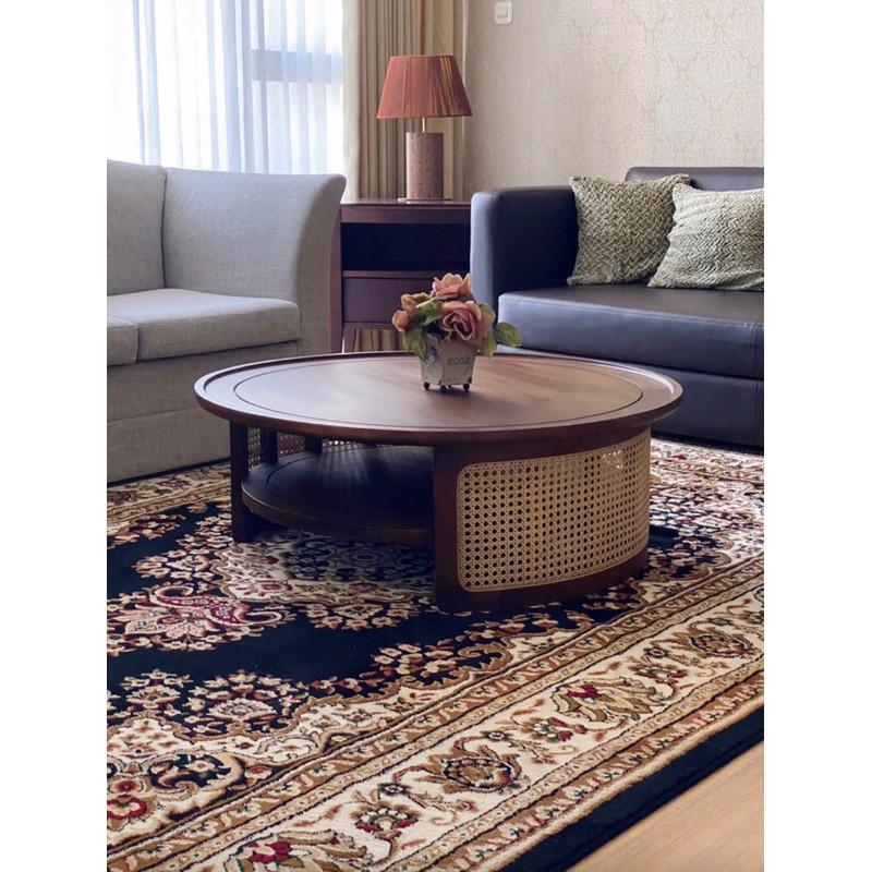 Meja Bundar Kayu Jati Ruang Tamu Kayu Jati Asli Premium / Meja Ruang Tamu