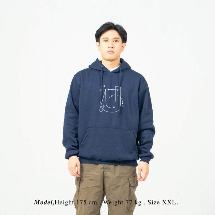 UNKL347 Jacket Hoodie Navy Model Simpel Bahan Fleece TAGO