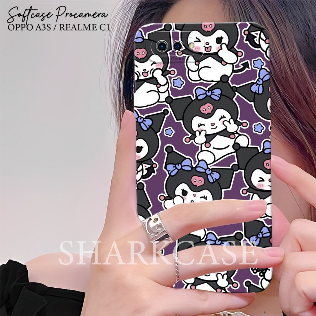 big sale [shark case] case oppo a3s / realme c1 / oppo a1k / realme c2 - motif kuromi sanrio cute -