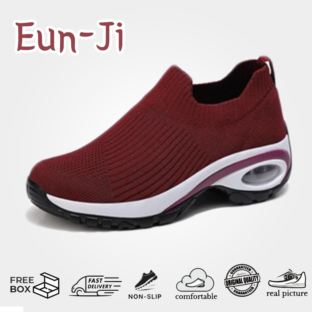 MTK , FREE BOX Sepatu Sneakers Wanita Kanvas Sepatu Wanita Rajut SLIPON EUN-JI 2025 , SW70