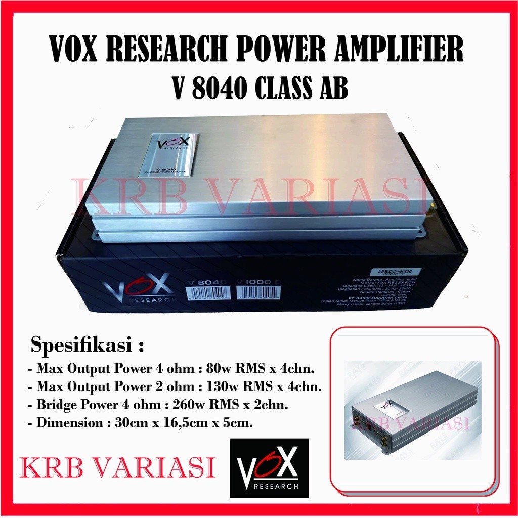 VOX RESEARCH POWER AMPLIFIER V 8040D Class AB Power Amplifier / Power VOX RESEARCH / Power Class D