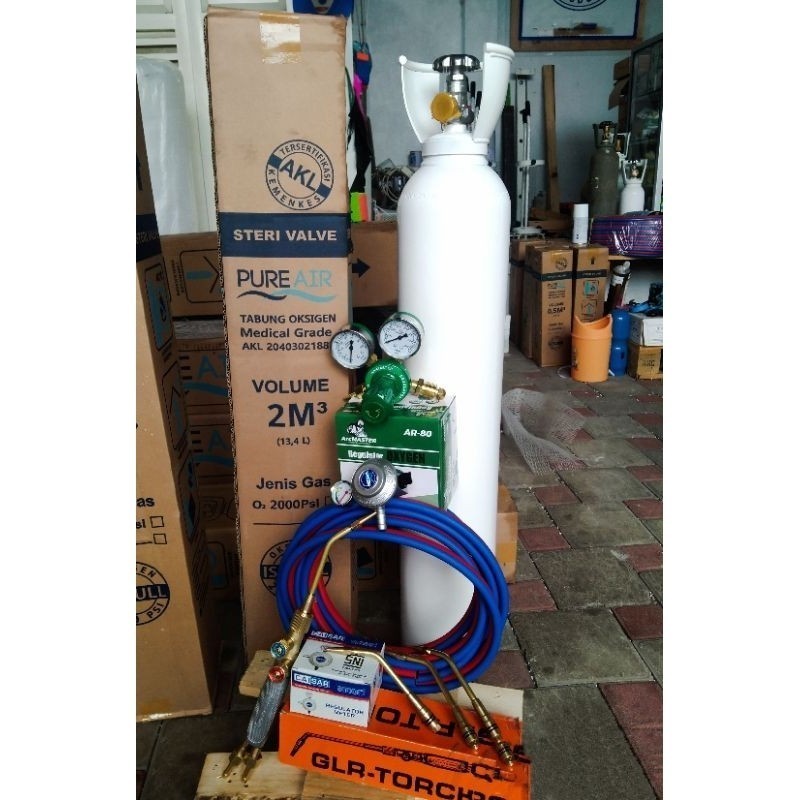 Paket komplit blender las + tabung oksigen 2m3 cocok untuk las karbit atau las AC atau las serbaguna