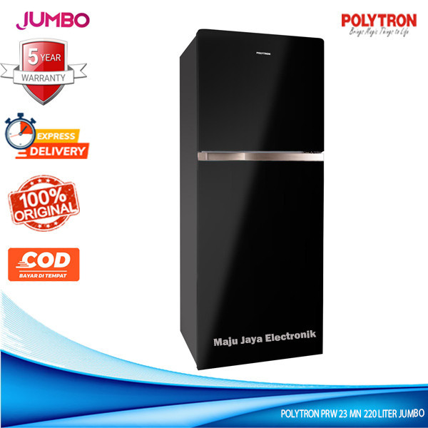 Kulkas 2 Pintu POLYTRON PRW 23 MN Belezza JUMBO Pintu Kaca 220 Liter