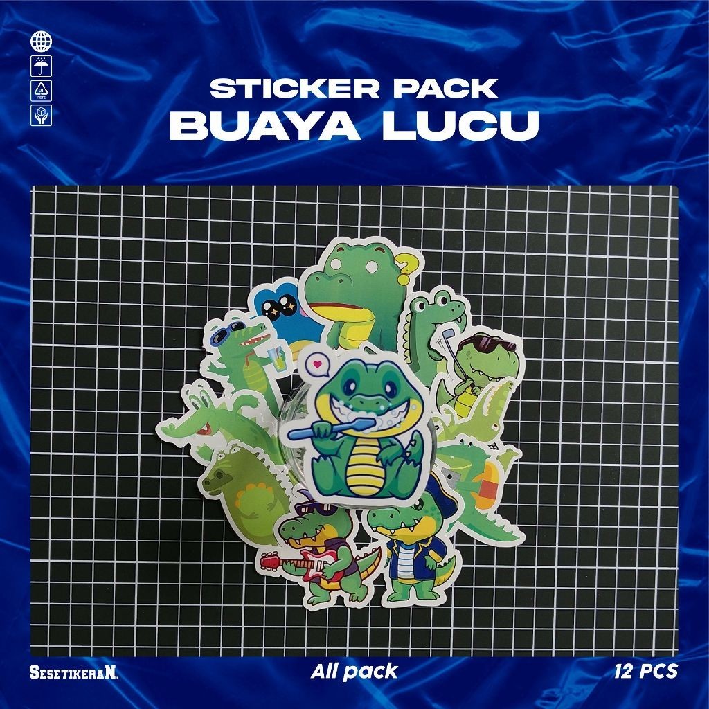 

COD✨ Sesetikeran Stiker Pack Buaya Lucu Untuk Koper Laptop Skateboard