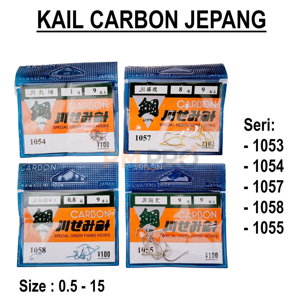 Kail Carbon Jepang Seri 1010 1022 1053 1054 1055 1057 Warna Hitam Putih Kuning Mata Pancing Kuat Unt