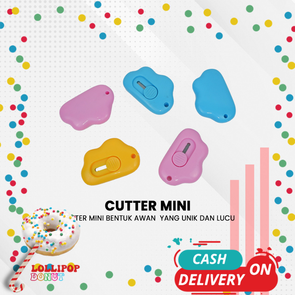 

L&D" Cutter Mini Lucu Bentuk Awan / Pisau Kartun Alat Bantu Potong Kertas Alat Tulis Kantor / Pisau Cutter Mini Model Awan Cutter Portable