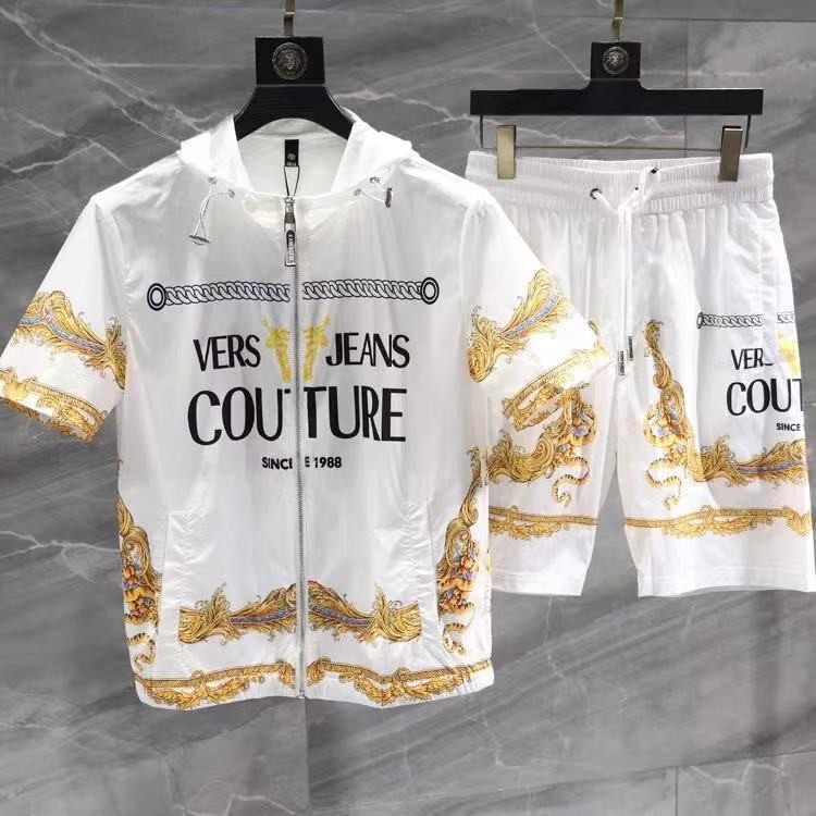 European Station 2024 Summer Thin European Goods Quick Drying Totem Light Luxury Print Hooded Zipper