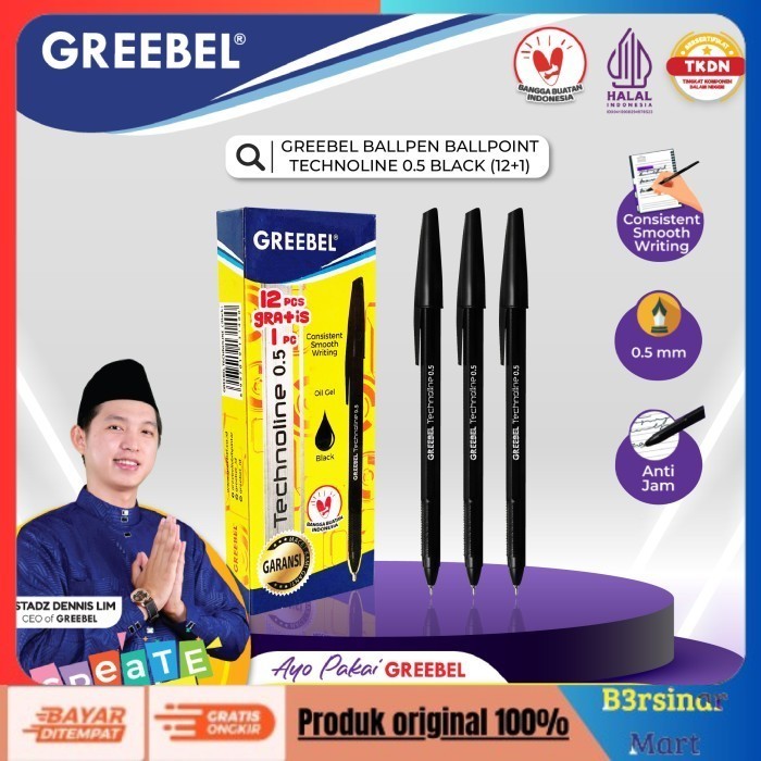 

[BAYAR DI TEMPAT] PROMO GREEBEL PULPEN TECHNOLINE 0.5 BLACK (12 PCS/SET)/Ballpen/Ballpoin/Pena COD