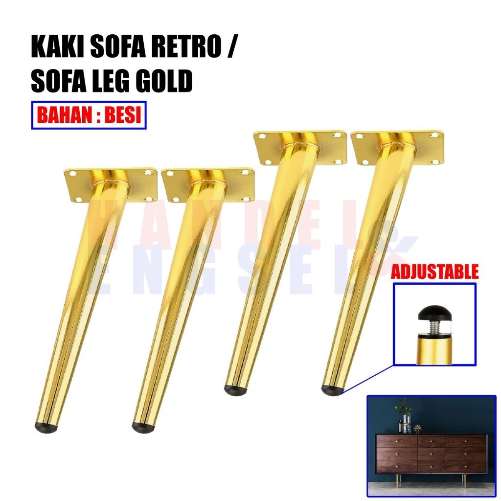 Kaki Sofa Retro Besi Gold 15cm Kaki Kursi Besi Kaki Sofa Leg Besi Model Scania Retro
