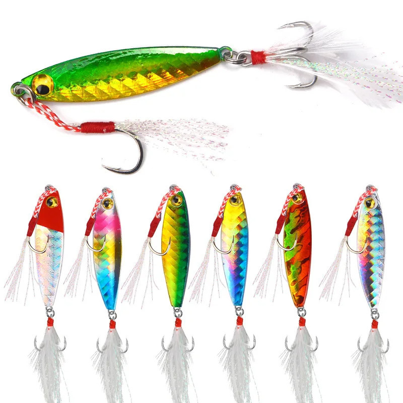 Umpan Pancing Laut Jarak Jauh Set Pelat Besi 7/10/15/20/25/30G Umpan Pancing Laut Trolling Perahu Pa