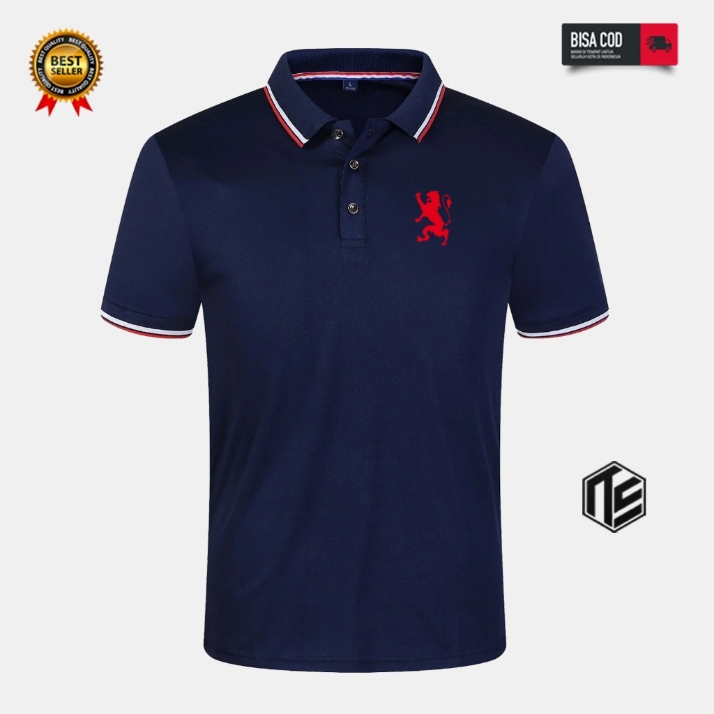 PROMO  Kaos Polo List Shirt Giordano Lb Text Merah Pria Kerah Premium