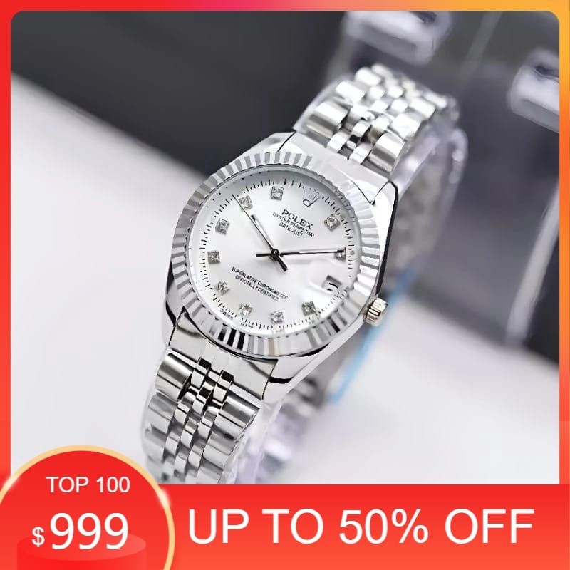 COD JAM TANGAN FASHION WANITA RO LEX ANTI AIR TANGGAL AKTIF TALI RANTAI FREE BOX ORIGINAL & BATERAI