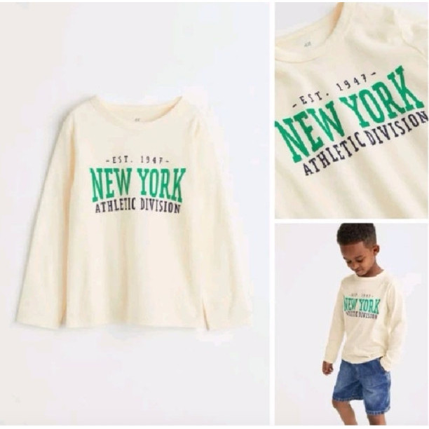 BAJU KAOS HNM NEWYORK ATHLETIC LONGSLEEVE ANAK LAKI LAKI HM