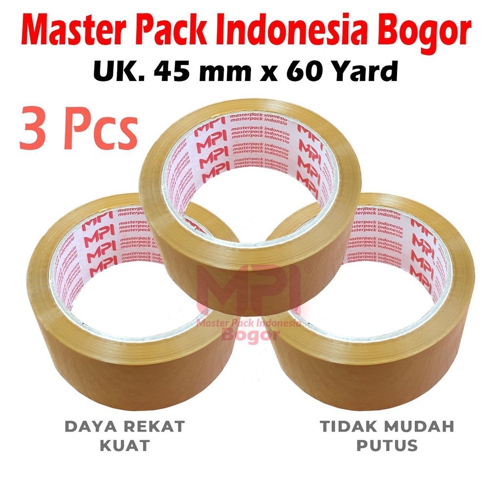 

[ 3 PCS ] Lakban Coklat 45 mm x 60 Yard / Lakban Untuk Packing - Master Pack Indonesia Bandung