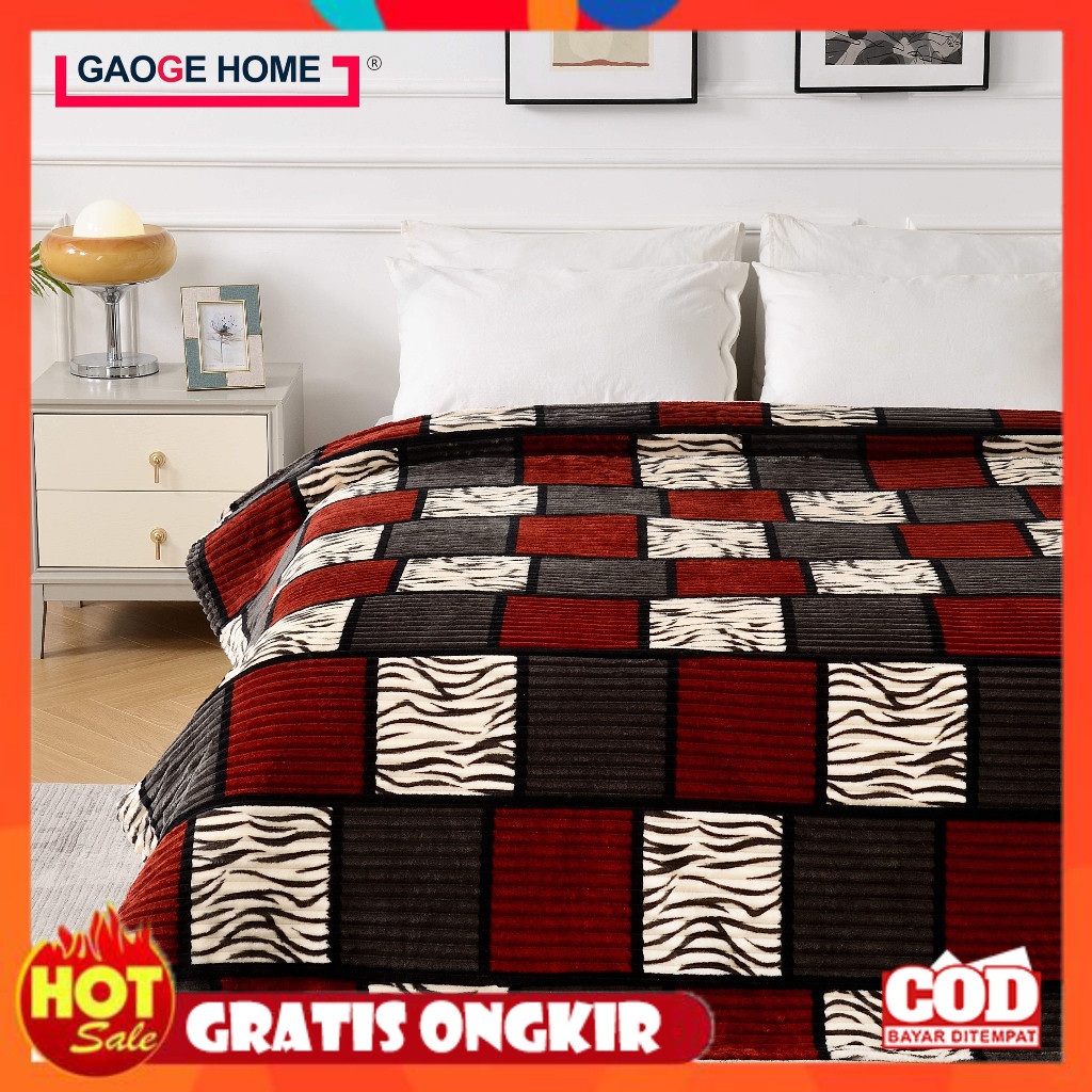 KAIN HALUS ADEM LEMBUT TEBAL / Selimut bulu halus salur kotak printing 180 x 200 motif terbaru warna