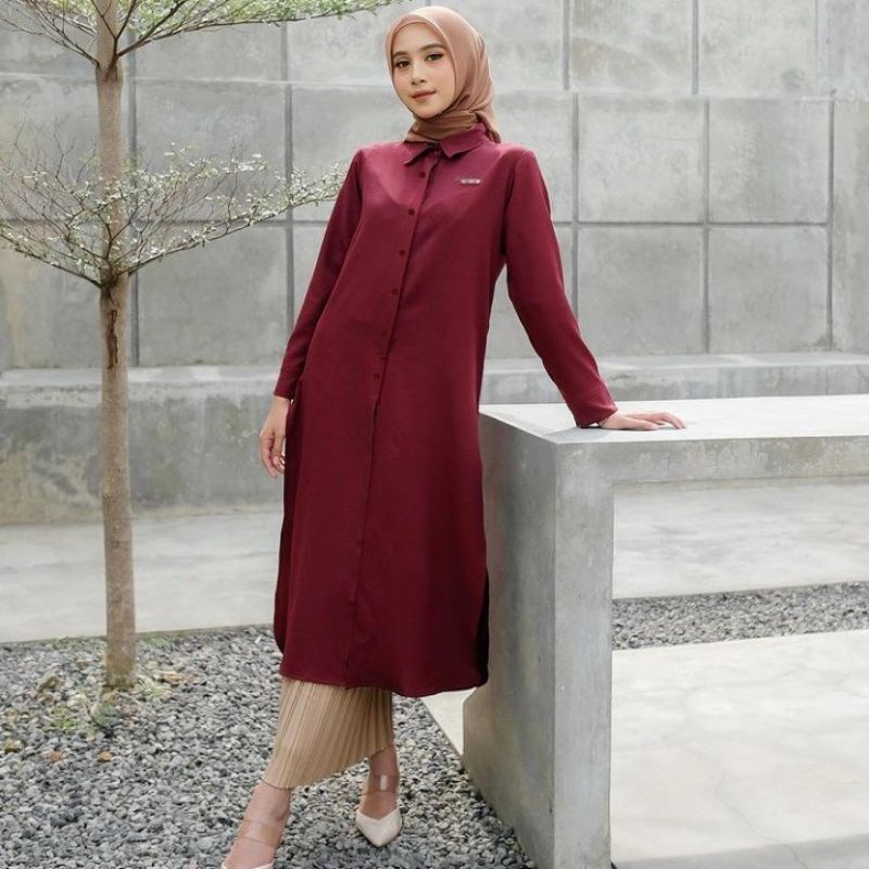 KEMEJA TUNIK POLOS WANITA/TUNIK SHAKILA BOTTEGA JUMBO L, XL, XXL, XXXL/ GAMIS MODEL BARU MURAH