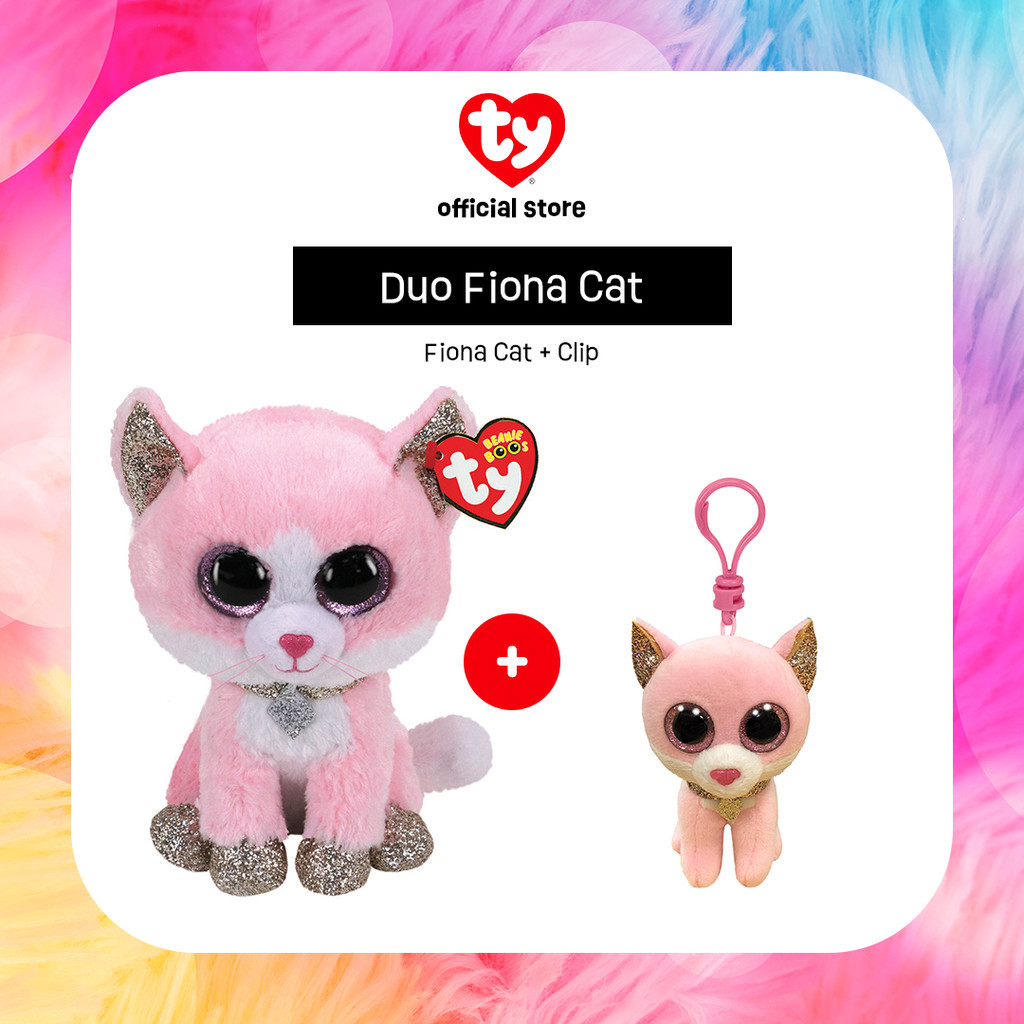 TY Duo Fiona Cat - Paket Boneka & Gantungan Kunci Bentuk Kucing - Gift Set Giftset Hadiah Kado Natal