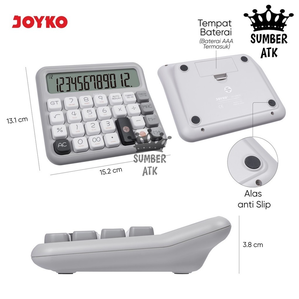 

SIS Calculator Kalkulator Joyko CC-63BCO 12 Dits Check & Correct