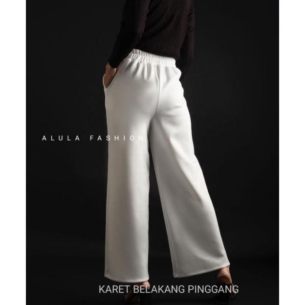 Terlaris ✨ -Kulot Scuba Cubit Premium /Celana Kulot Wanita High Waist/ Size S M L - Hitam, S