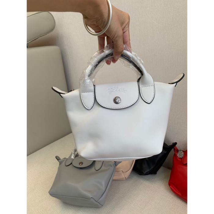Terlaris ✨ -[READY STOCK] Tas Longchamp LC Mini Leather Le Pliage Cuir Top-Handle - Black