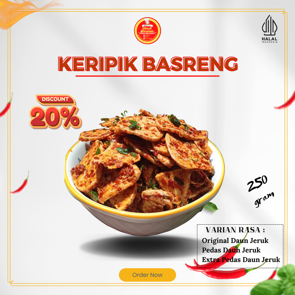 

CIKRUH BAROKAH 250gr Keripik Basreng Tipis Kripik Basreng Daun Jeruk Bumbu Melimpah