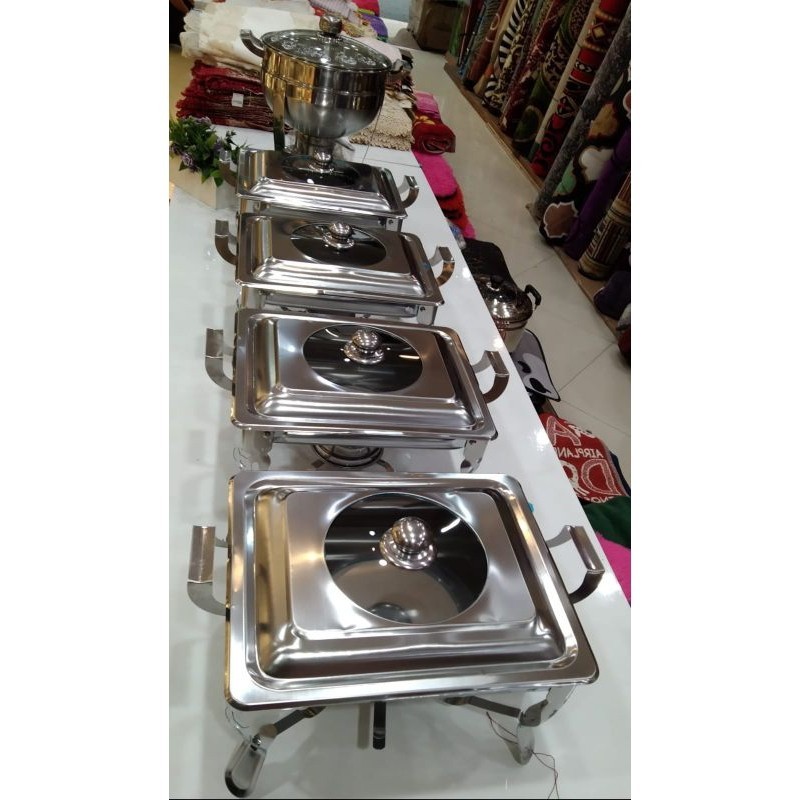 Prasmanan Set Stainless calypso 4 Pc Segi + 1Pc Deep Soup Bulat Supra