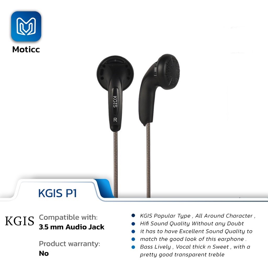 KGIS P1 with Mic HiFi Sound Bass Earphone Durable Cable Headset